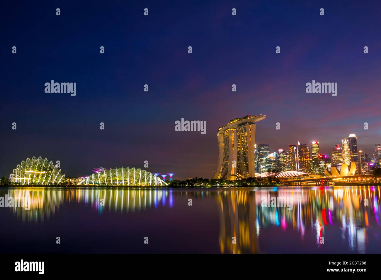 Luci notturne di Singapore Foto Stock