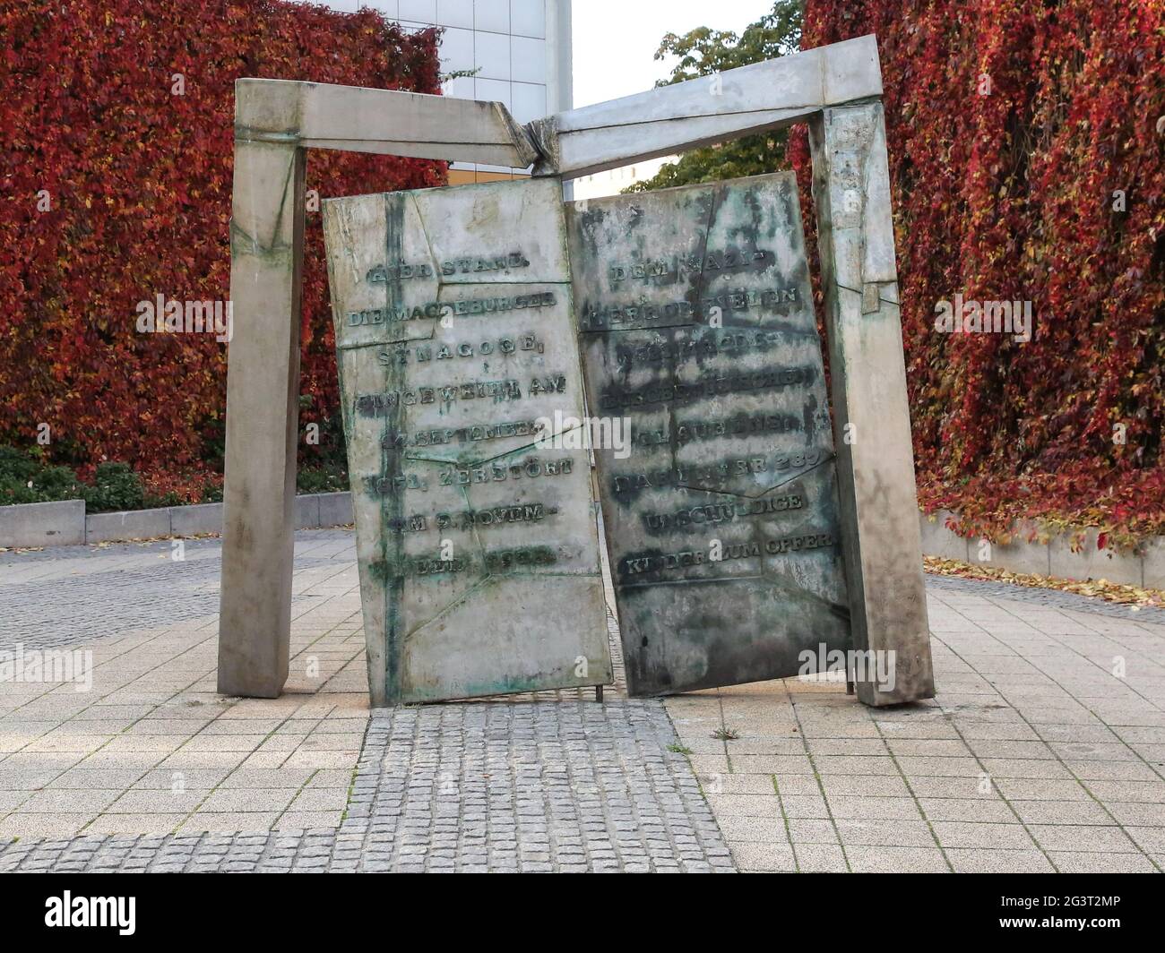 Monumento in memoria della Vecchia Sinagoga di Magdeburgo Foto Stock