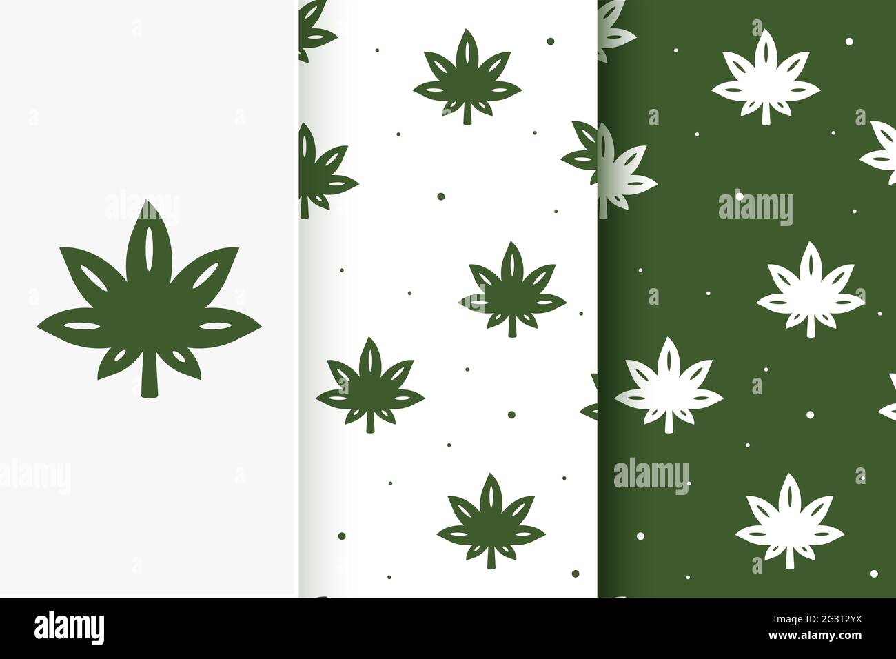Set di modelli senza giunture di cannabis in stile piatto Foto Stock