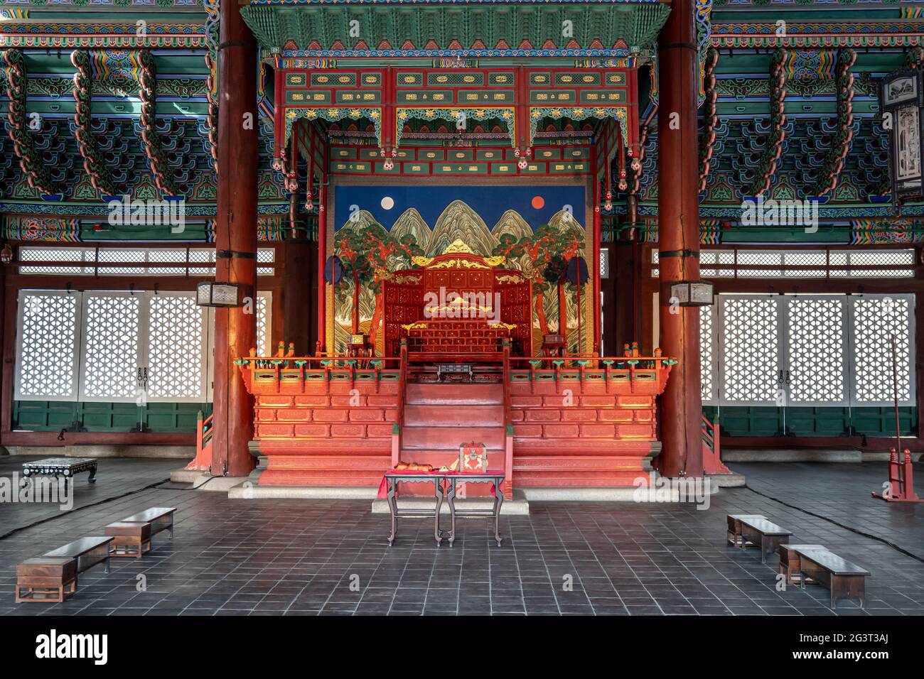 Sala del trono di Gyeongbokgung Foto Stock
