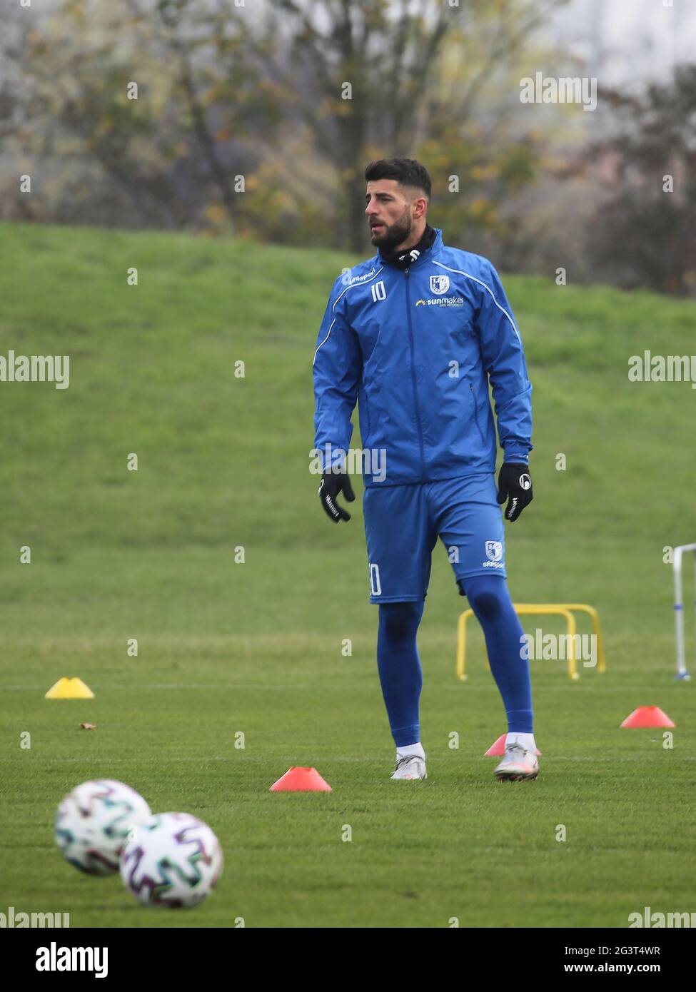 Calciatore tedesco-albanese JÃ¼rgen Gjasula 1° FC Magdeburg DFB 3° campionato 2020-21 Foto Stock