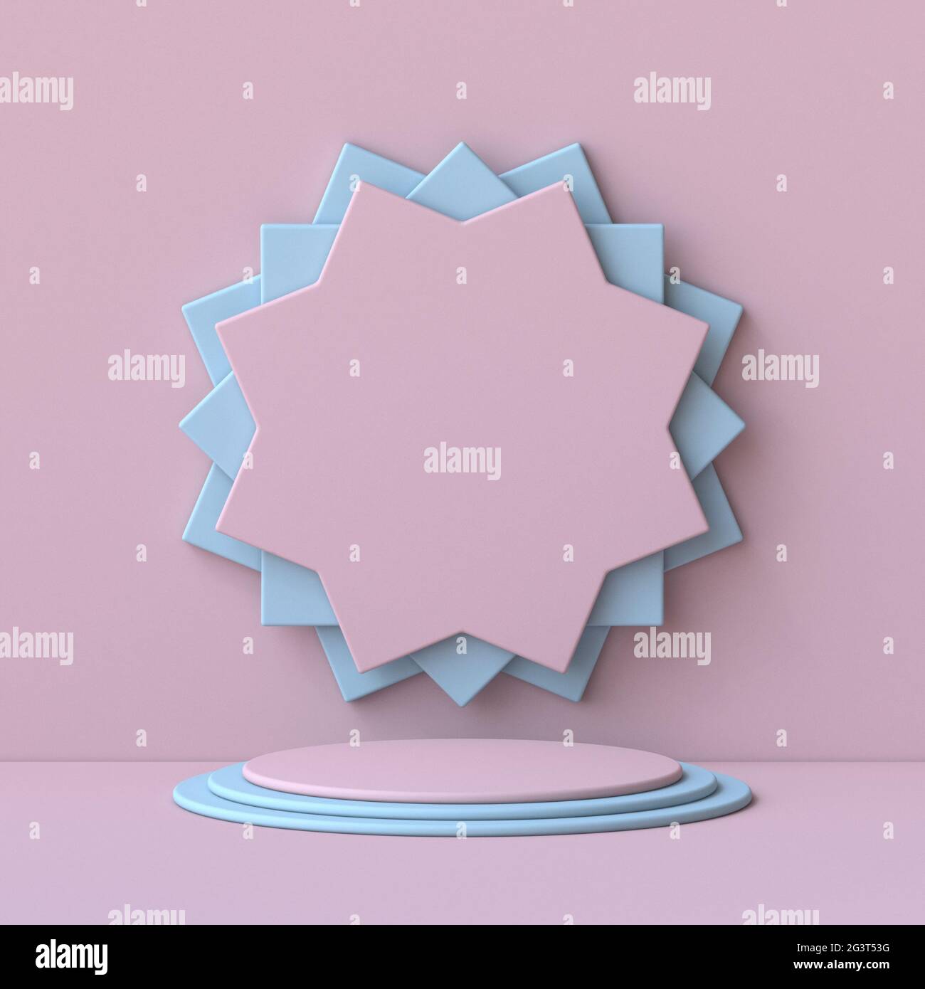 Rimbatti il podio per la presentazione del prodotto con sfondo a stelle 3D Foto Stock