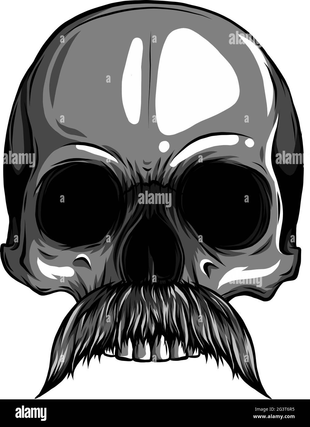 Illustrazione vettoriale del cranio umano con baffi Illustrazione Vettoriale
