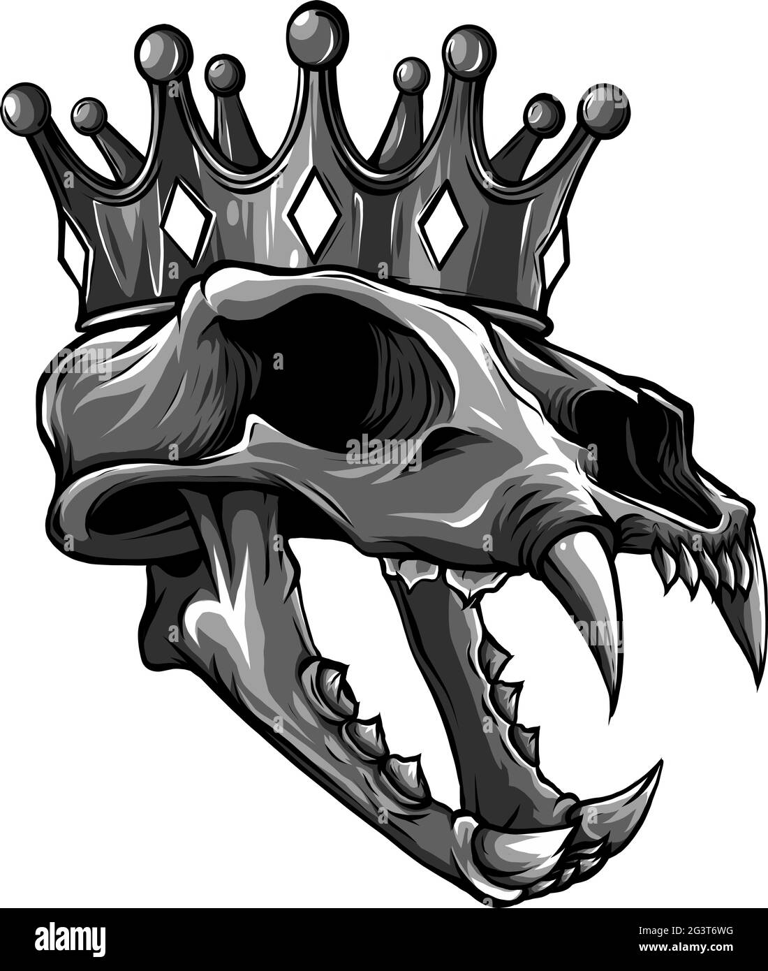 cranio tiger con disegno vettoriale a corona Illustrazione Vettoriale
