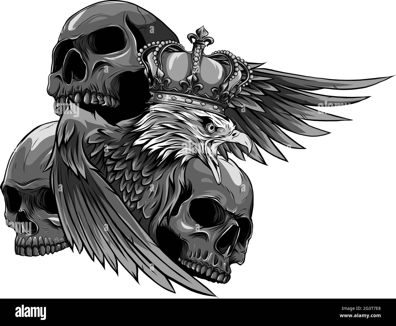 Illustrazione vettoriale di re Eagle e Skulls Illustrazione Vettoriale Illustrazione vettoriale di re Eagle e Skulls Illustrazione Vettoriale