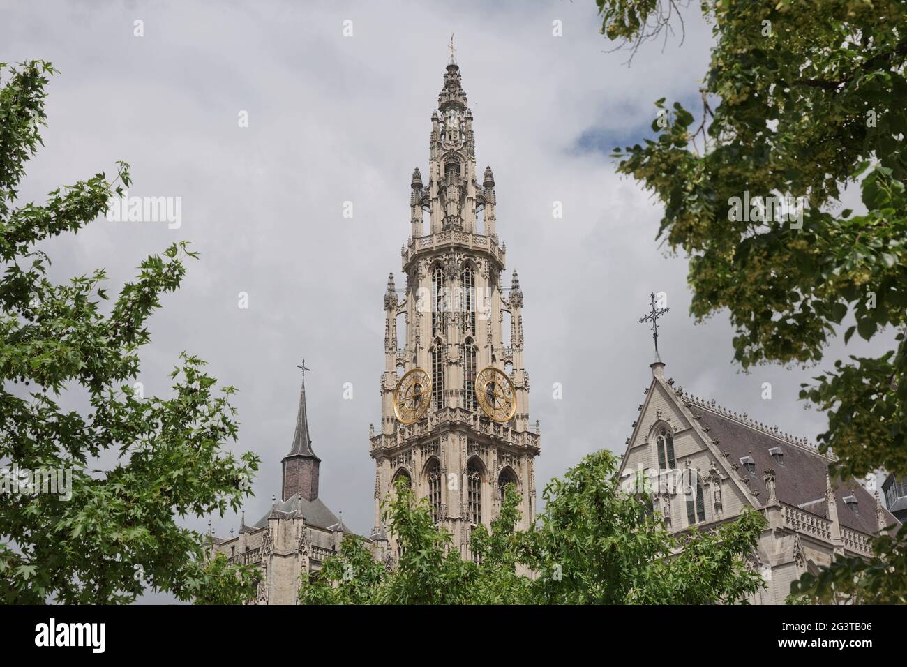 Vista su una cattedrale della nostra signora ad Anversa, Belgio Foto Stock