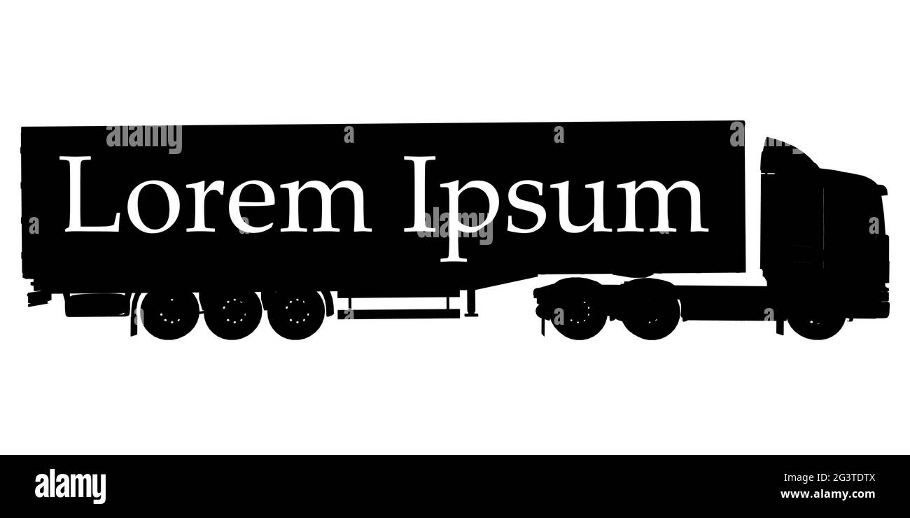 Silhouette di un autocarro da carico isolato su sfondo bianco. Illustrazione vettoriale. Illustrazione Vettoriale