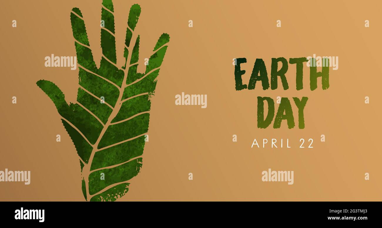 Banner Web Earth Day illustrazione della forma della mano verde acquerello. Concetto di conncezione della natura umana per l'evento di vacanza di cura di ecologia di aprile 22. Illustrazione Vettoriale