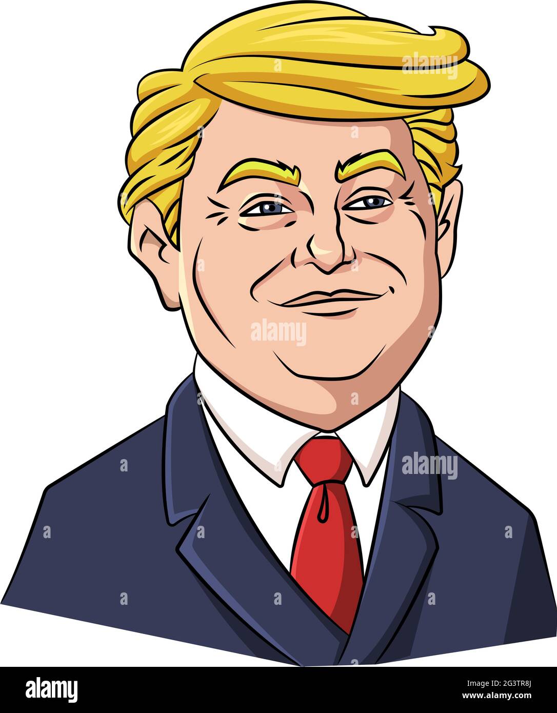 Cartoni animati vettore caricatura illustrazione del presidente Donald Trump Illustrazione Vettoriale