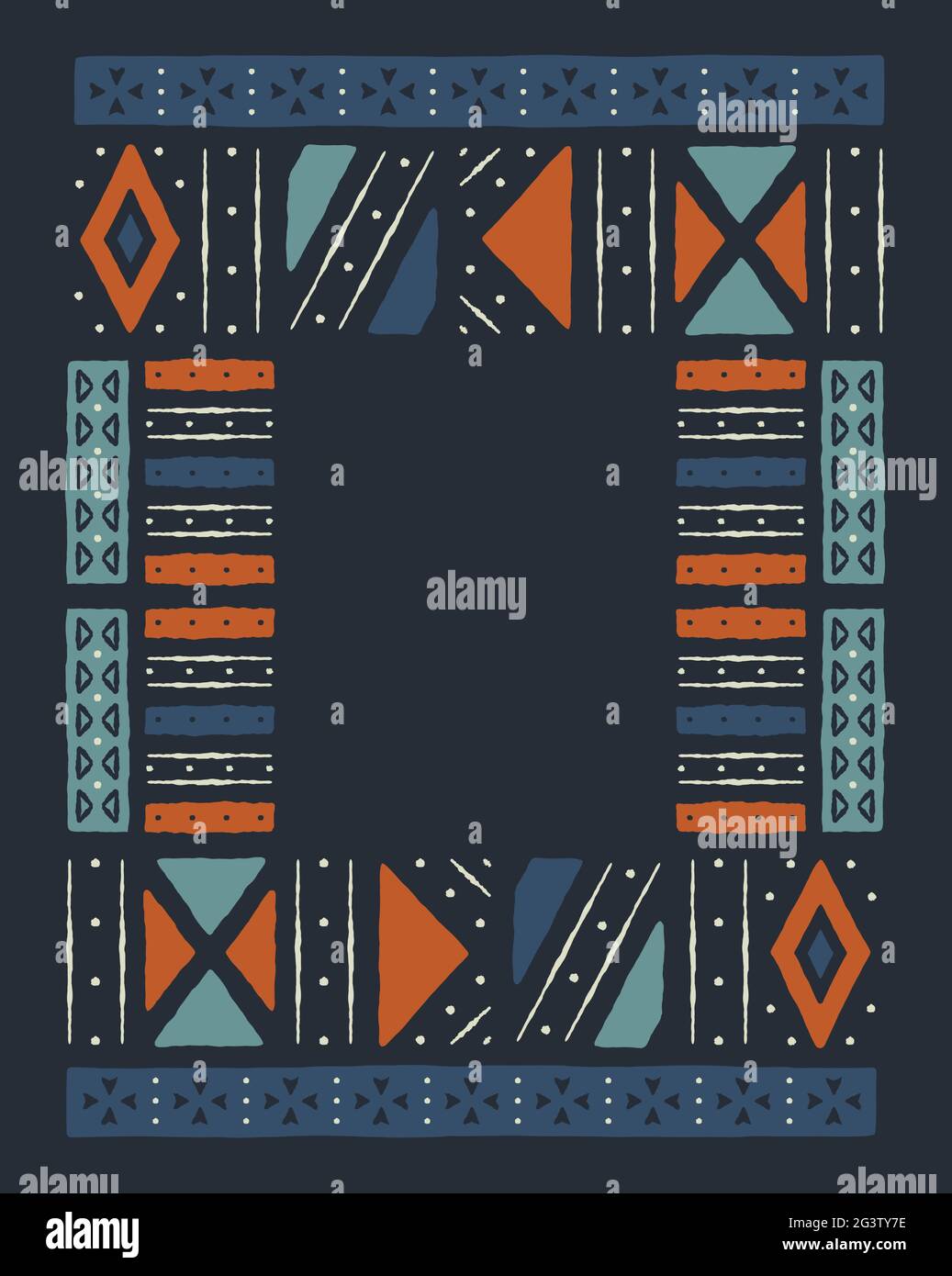 Cornice africana modello illustrazione di colorato mano disegnata arte tribale tradizionale africa cultura decorazione con spazio vuoto copia. Illustrazione Vettoriale