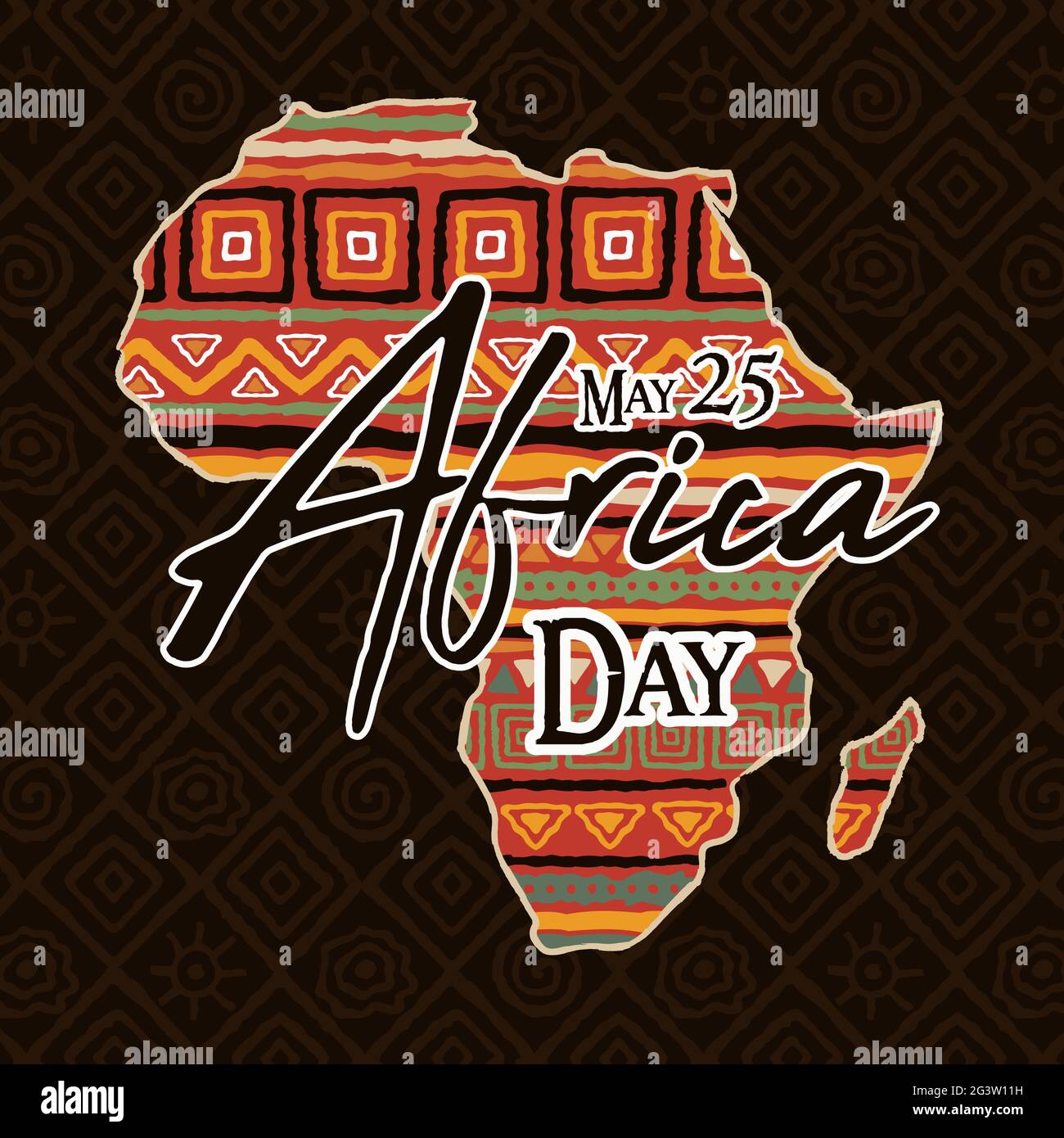 Illustrazione del biglietto d'auguri del giorno dell'Africa per la celebrazione della libertà del 25 maggio. Mappa colorata del continente africano fatta di decorazioni tradizionali di arte etnica Illustrazione Vettoriale Illustrazione del biglietto d'auguri del giorno dell'Africa per la celebrazione della libertà del 25 maggio. Mappa colorata del continente africano fatta di decorazioni tradizionali di arte etnica Illustrazione Vettoriale