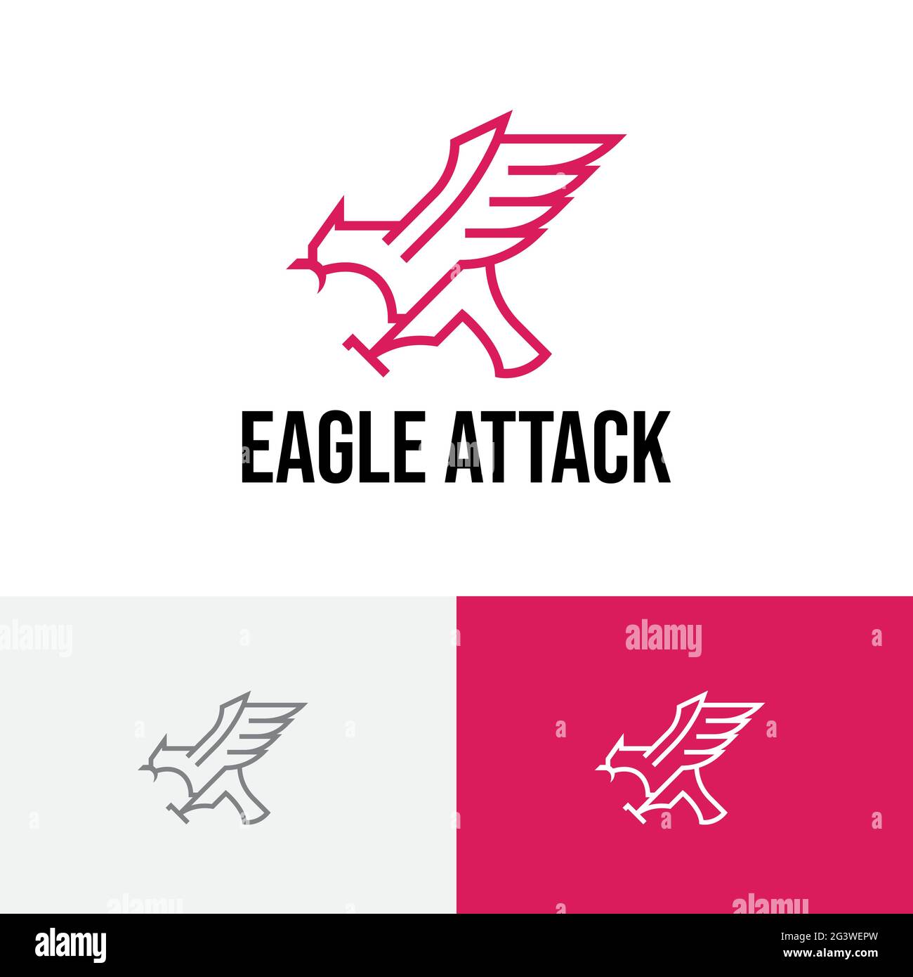 Logo della linea di legnini dell'ala Eagle Hawk Falcon Attack Fly Illustrazione Vettoriale