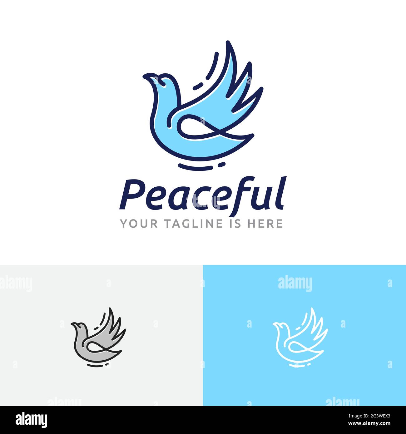 Logo Peaceful dove Pigeon Flying Wing Peace Love Freedom Illustrazione Vettoriale