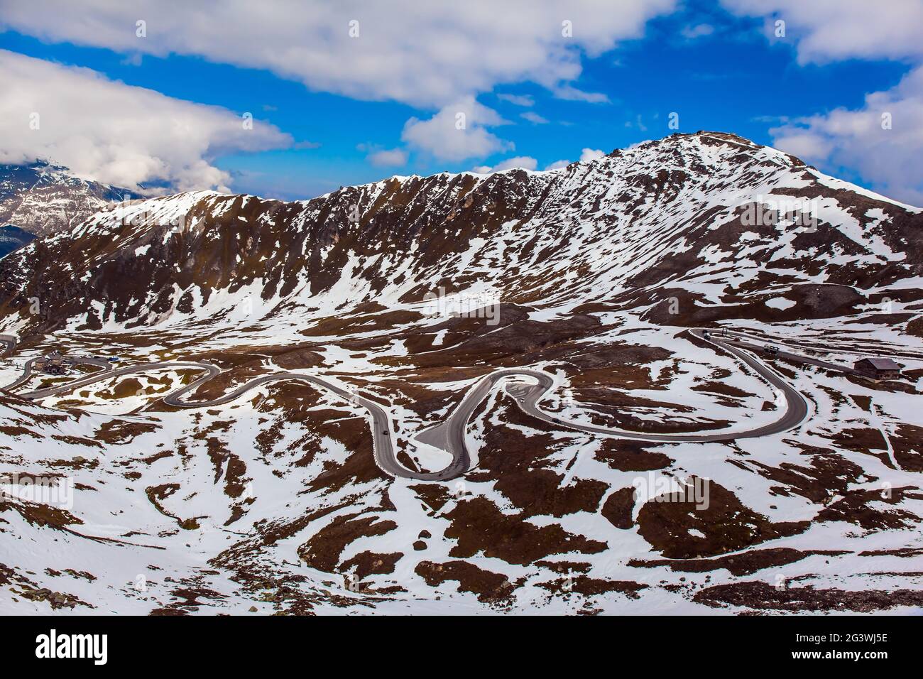 La prima neve cadde su Grossglockner Road Foto Stock