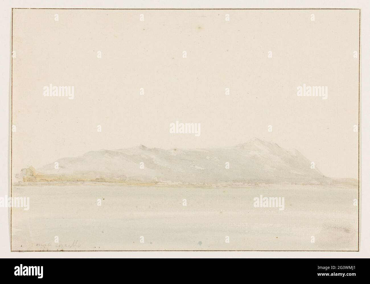 Vista del Monte Circello da una grande strada prima dell'arrivo a Terracina; Vue de Monte-Circello, pry du Grand Chemin, Avant d'Arriver à Terracina; Voyage e Italia, e Sicile et à Malte - 1778.. Foto Stock