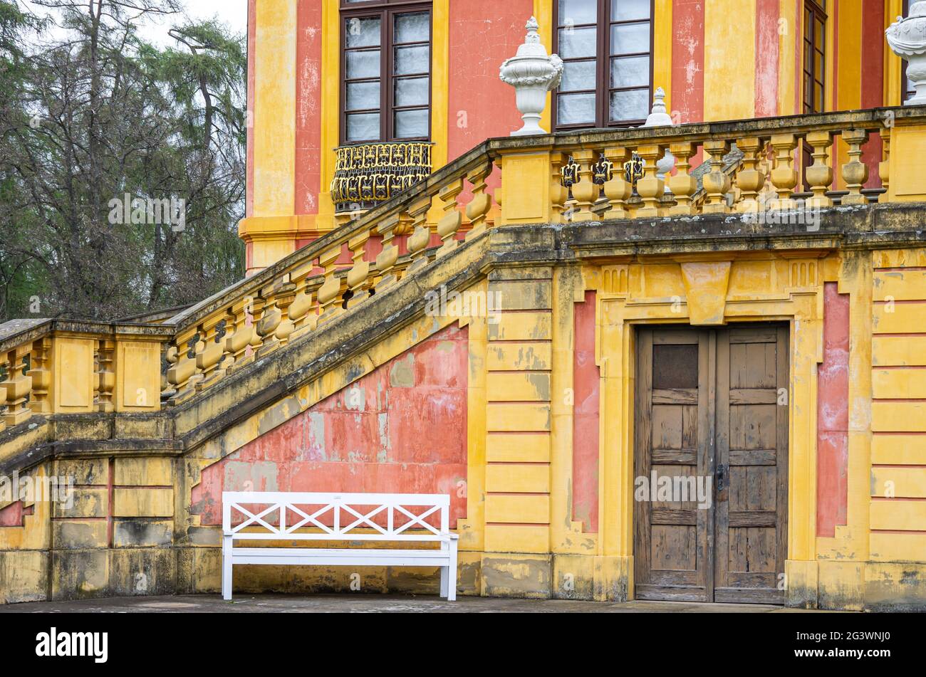 Dettagli del Palazzo preferito (Schloss Favorite), Ludwigsburg, Baden-Württemberg, Germania. Foto Stock