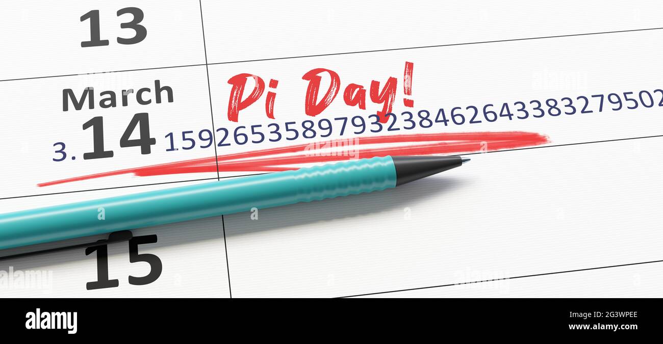 Calendario Marzo 14 Happy Pi Day Foto Stock