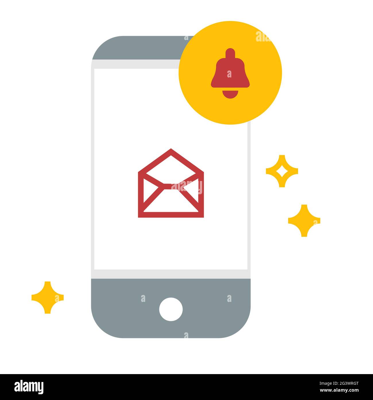 illustrazione del design vettoriale dell'icona della messaggistica di notifica mobile Foto Stock