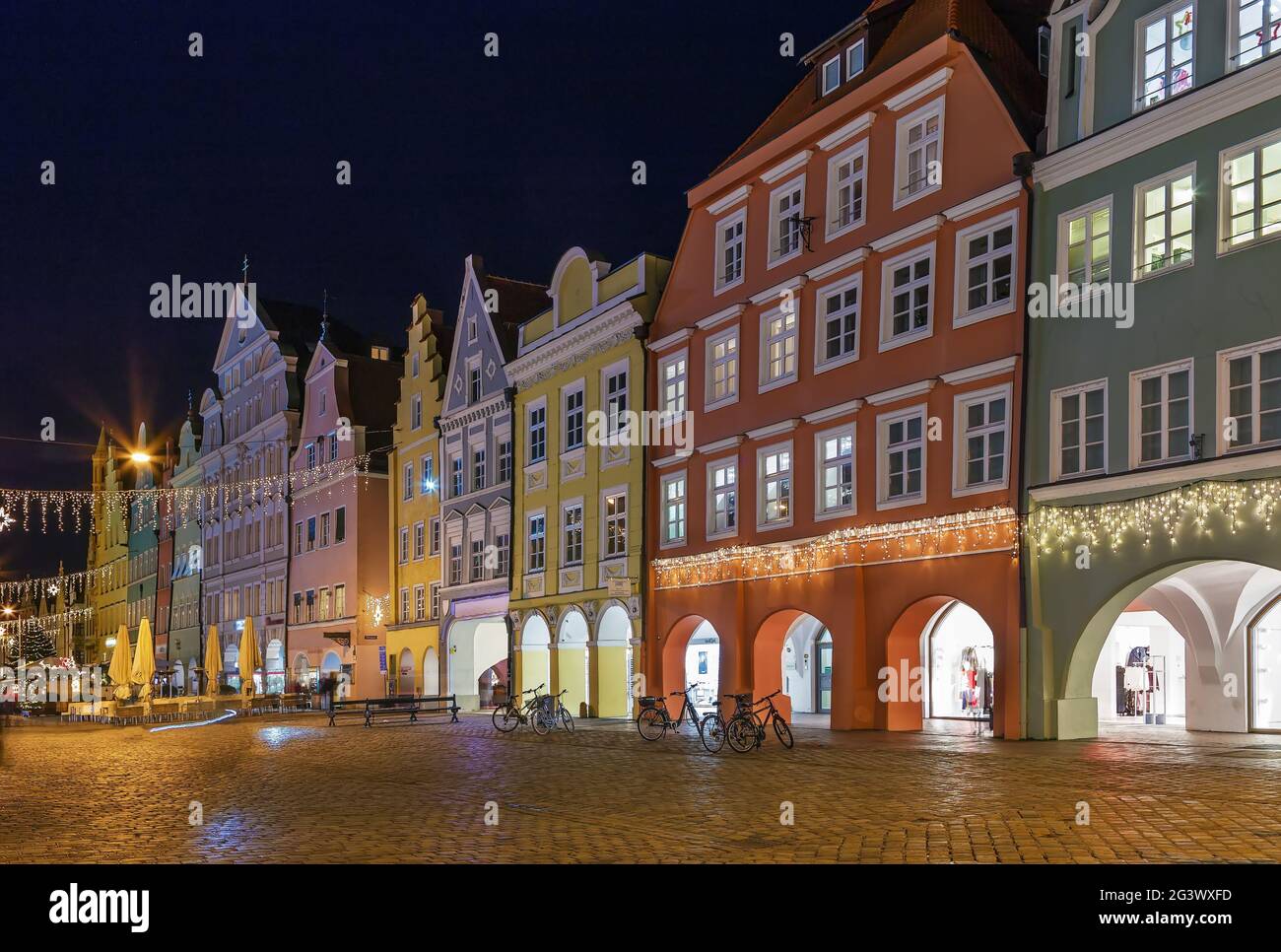 Altstadt Street a Landshut, Germania Foto Stock