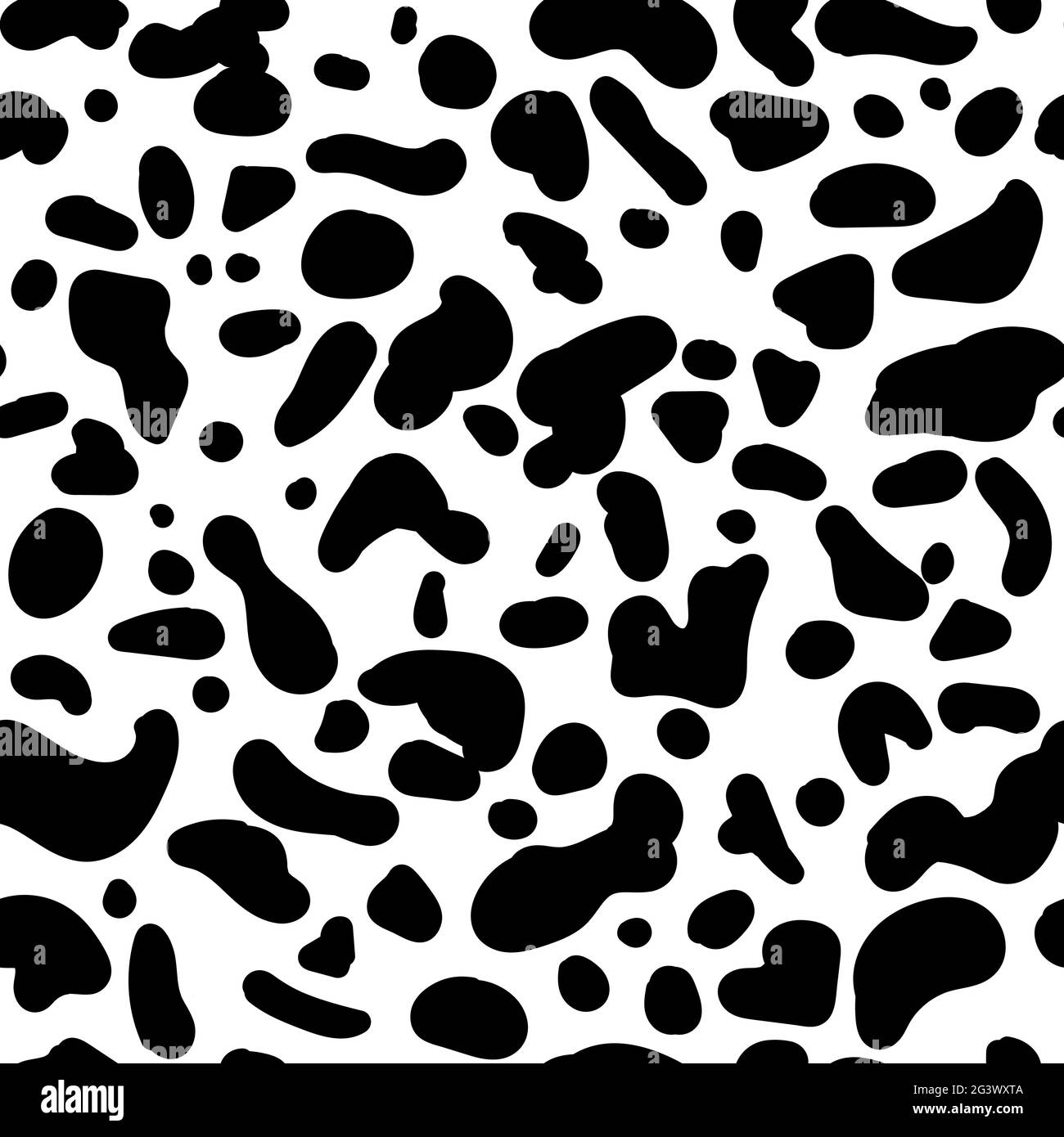 Modello animale vettoriale senza giunture. Punti isolati neri disegnati a mano . Macchie casuali simili al colore dell'animale. Dalmata stilizzata, mucca, ghepardo, l Illustrazione Vettoriale