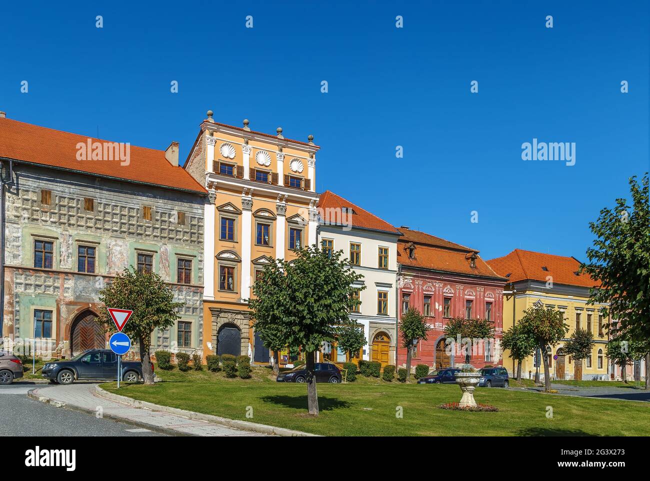 Case sulla piazza principale, Levoca, Slovacchia Foto Stock