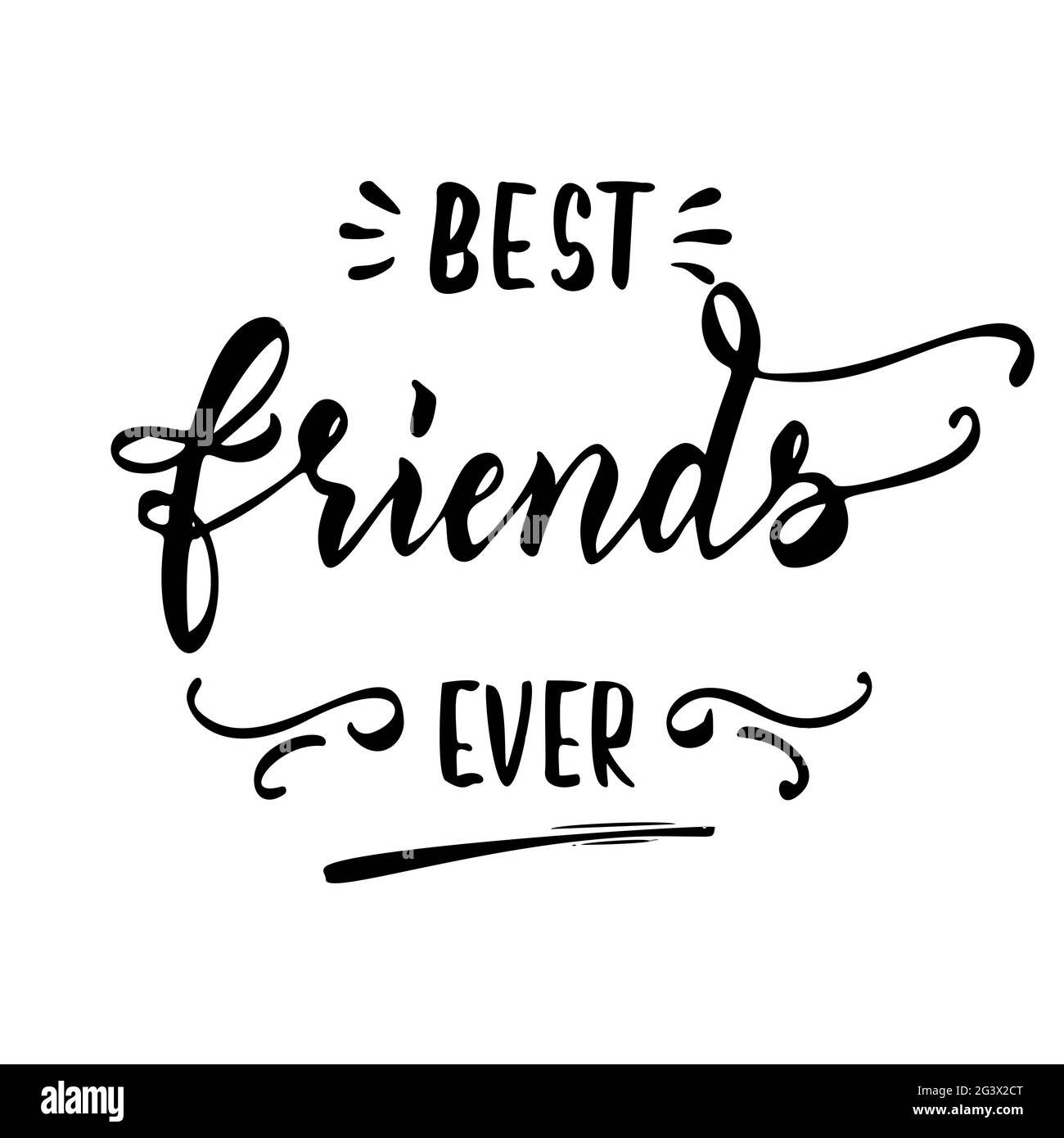 Friendship Happy Motivational Citazione per T-shirt, Poster, Stampa, Merch Design Template. Happy Friends Forever biglietto d'auguri scritta disegnata a mano. Illustrazione Vettoriale