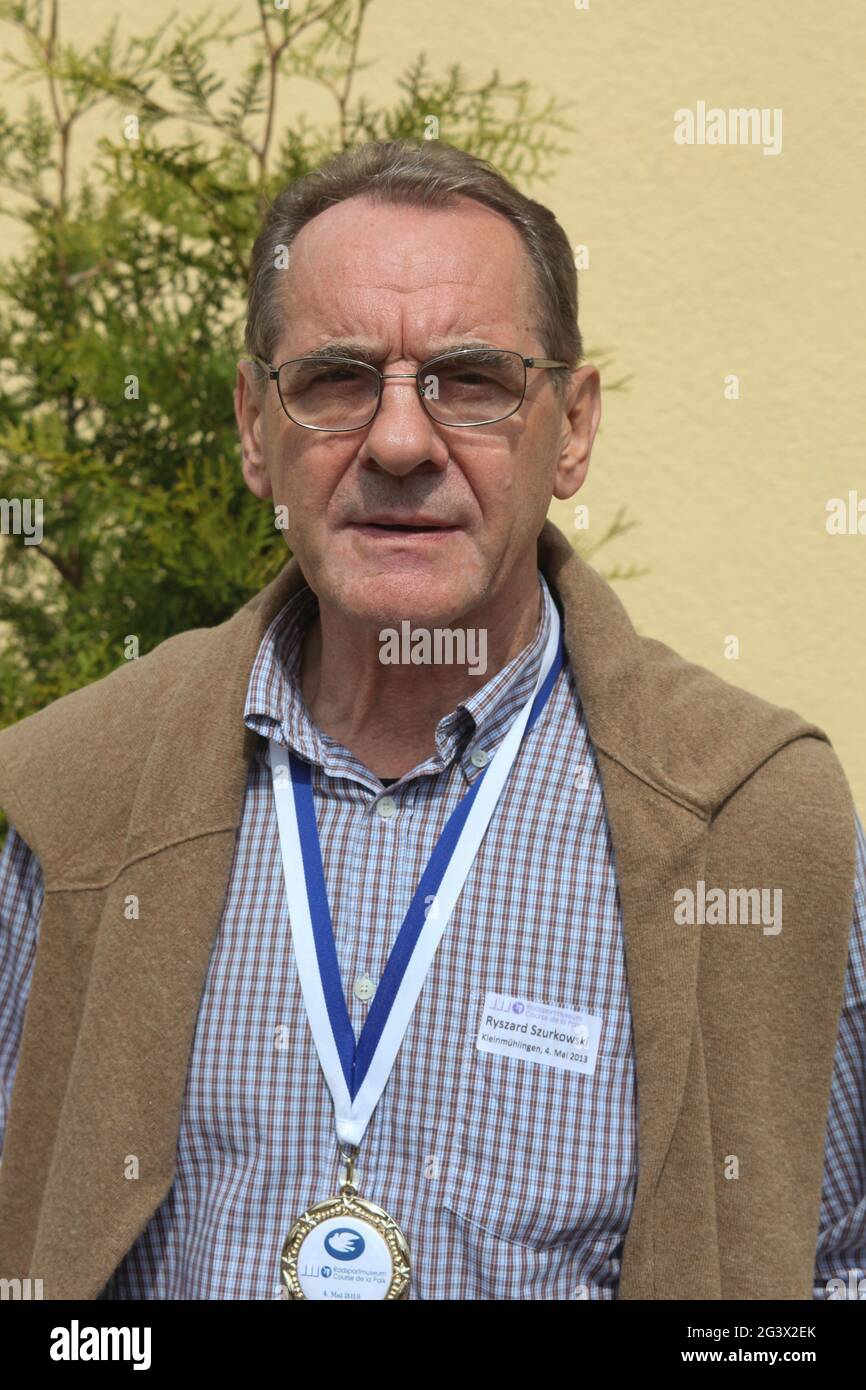 La leggenda del ciclismo polacca, Ryszard Szurkowski, il 4 maggio 2013 al Museo della Pace di KleinmÃ¼hlingen Foto Stock