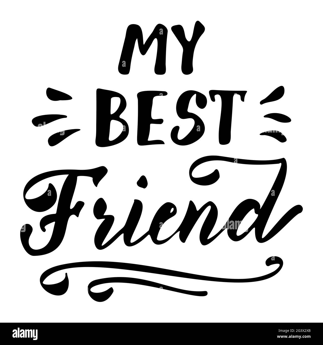 Friendship Happy Motivational Citazione per T-shirt, Poster, Stampa, Merch Design Template. Happy Friends Forever biglietto d'auguri scritta disegnata a mano. Illustrazione Vettoriale