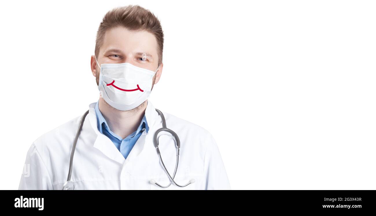 Giovane medico contro il nuovo Coronavirus 2019-nCoV Foto Stock