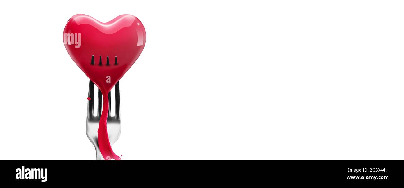 San Valentino cuore a forma di cena o concetto di salute nutrizione. Foto Stock