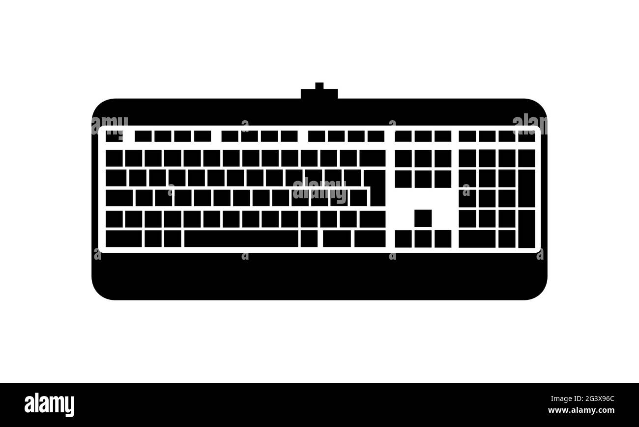 Icona della tastiera del computer nell'immagine vettoriale del contorno nero Illustrazione Vettoriale