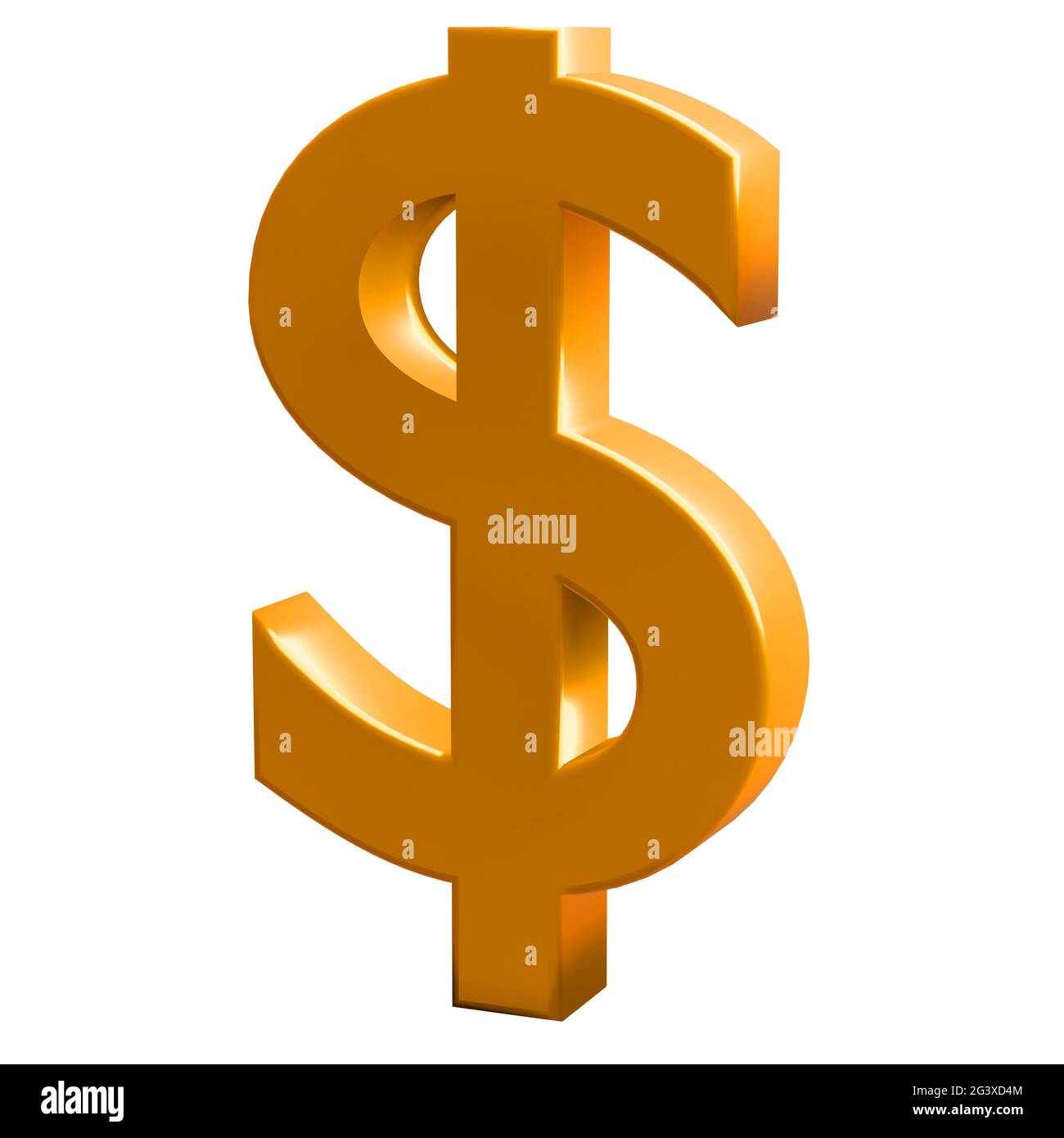 Simbolo finanziario e commerciale. Simbolo del dollaro d'oro. rendering 3d Foto Stock