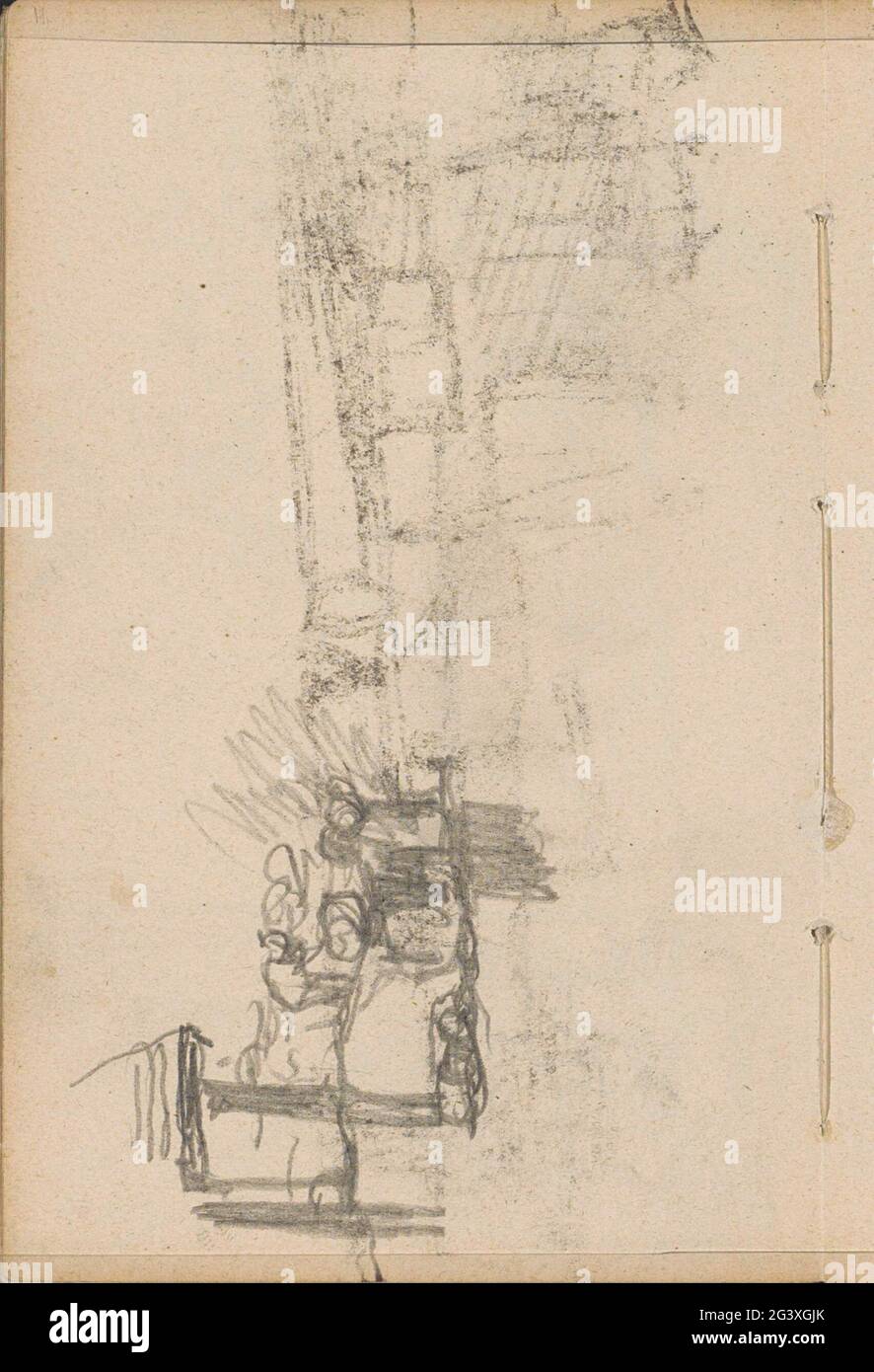 Figura, possibilmente nei nuovi giardini di Leert. Figura, possibilmente nei nuovi giardini leecolari con il rubinetto del turbolento. Pagina 11 da un libro di schizzi con 45 fogli prodotti ad Amsterdam e Pittsburgh. Foto Stock