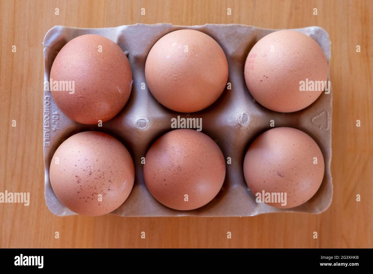 Le uova in una scatola di cartone Foto Stock