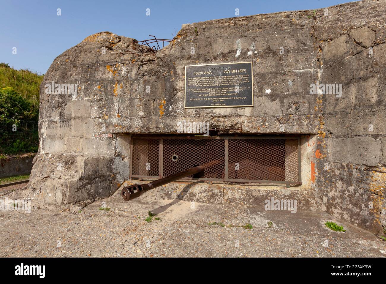 Saint Laurent sur Mer (Normandia, Francia nord-occidentale): Omaha Beach Bunker tedesco WN65 catturato dai soldati statunitensi alle 10:30 del 6 giugno 1944. (Non disponibile Foto Stock
