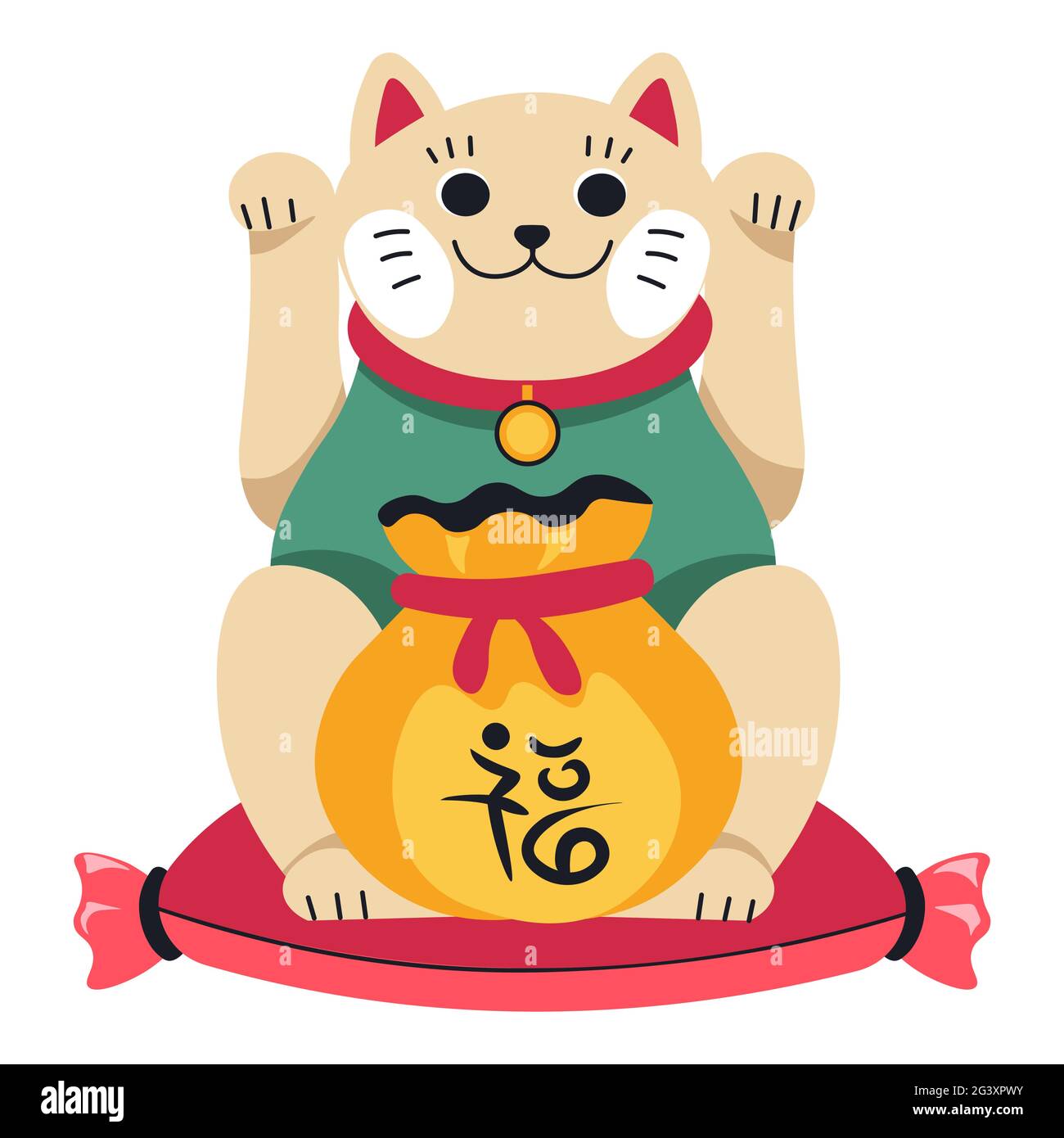 Gatto cinese o giapponese con un sacco di fortuna denaro Immagine e  Vettoriale - Alamy