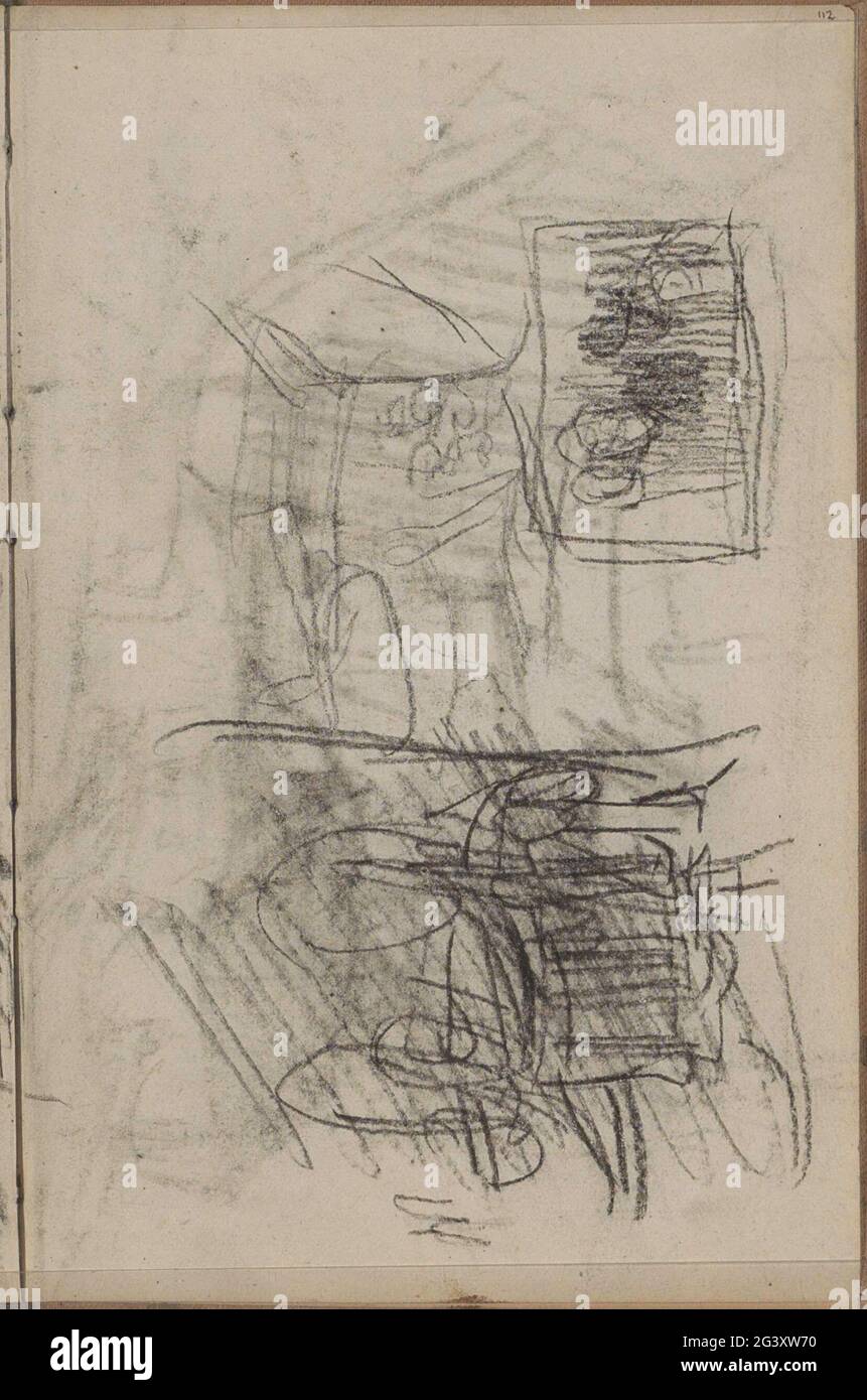Rivista di studio. Pagina 112 da un libro di schizzo con 56 fogli. Foto Stock