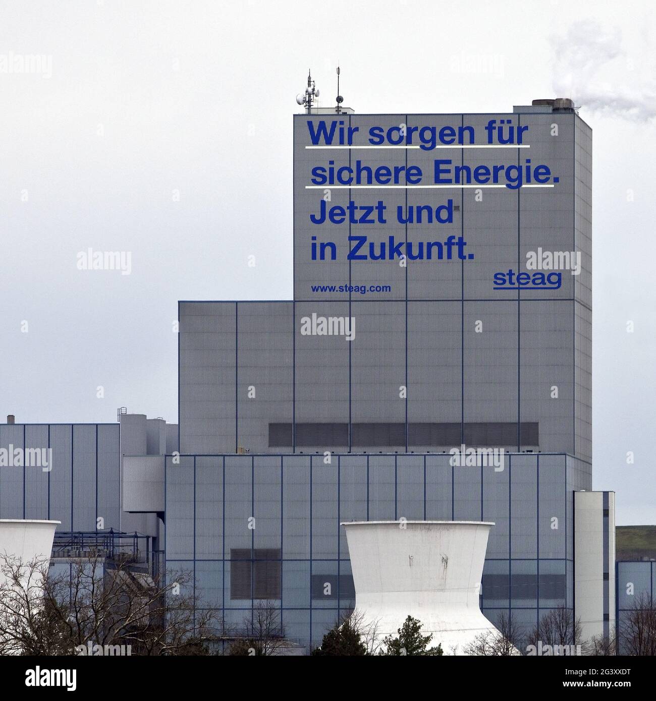 Centrale elettrica Herne con la dichiarazione garantiamo energia sicura. Ora e in futuro., Herne, Germania Foto Stock