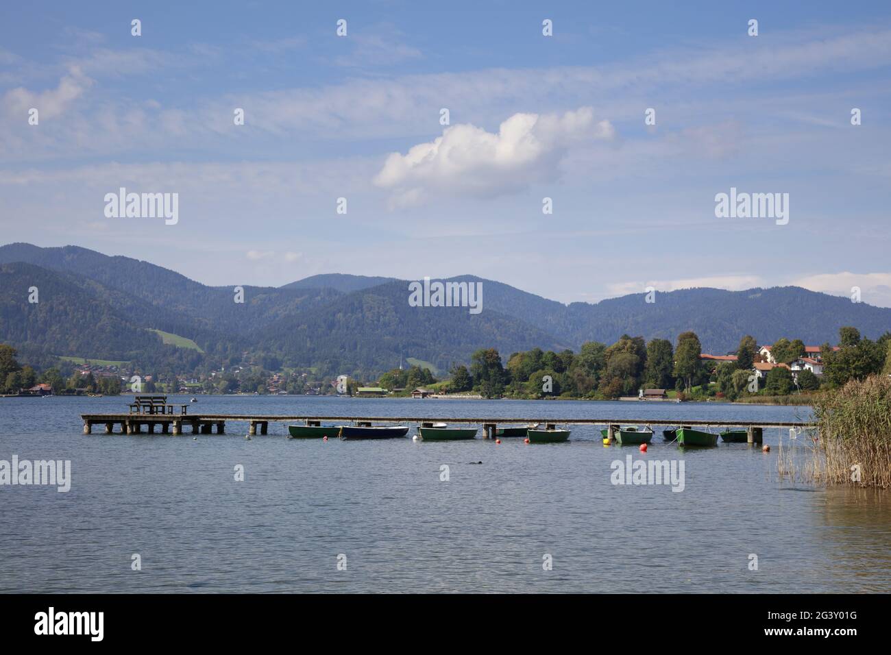 Tappa di atterraggio al lago Tegernsee, Baviera, Germania, Europa Foto Stock