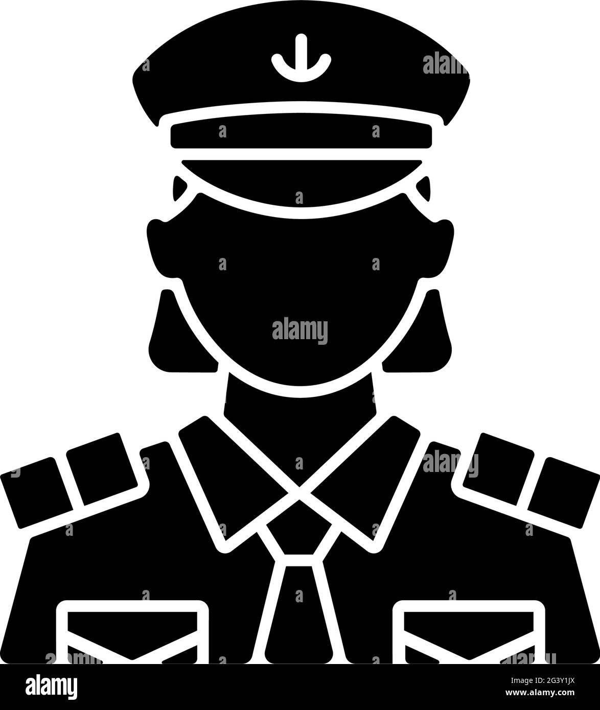 Icona glifo nero del capo ufficiale femminile Illustrazione Vettoriale