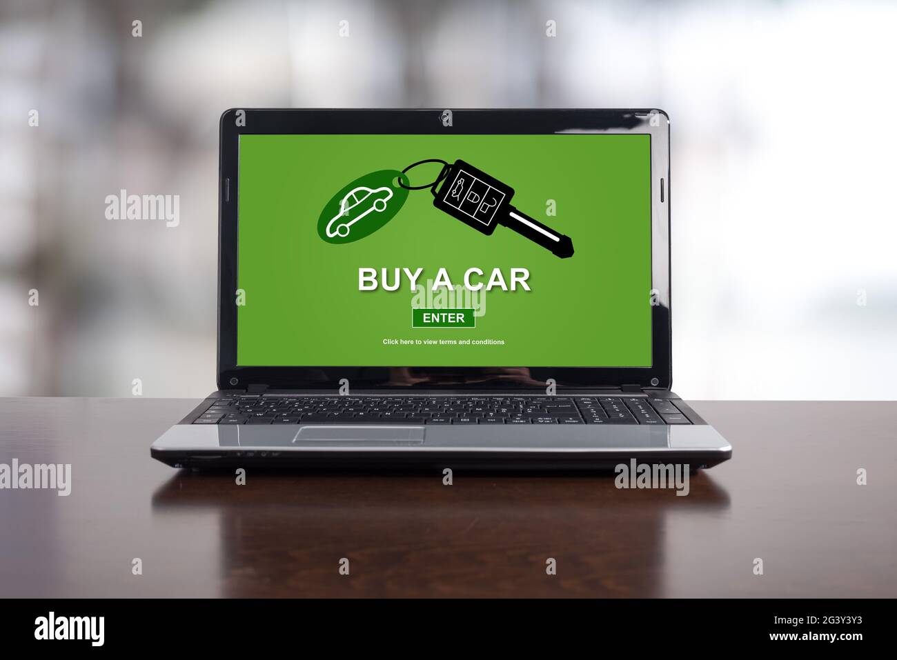 Concetto di vendita di auto su uno schermo di laptop Foto Stock