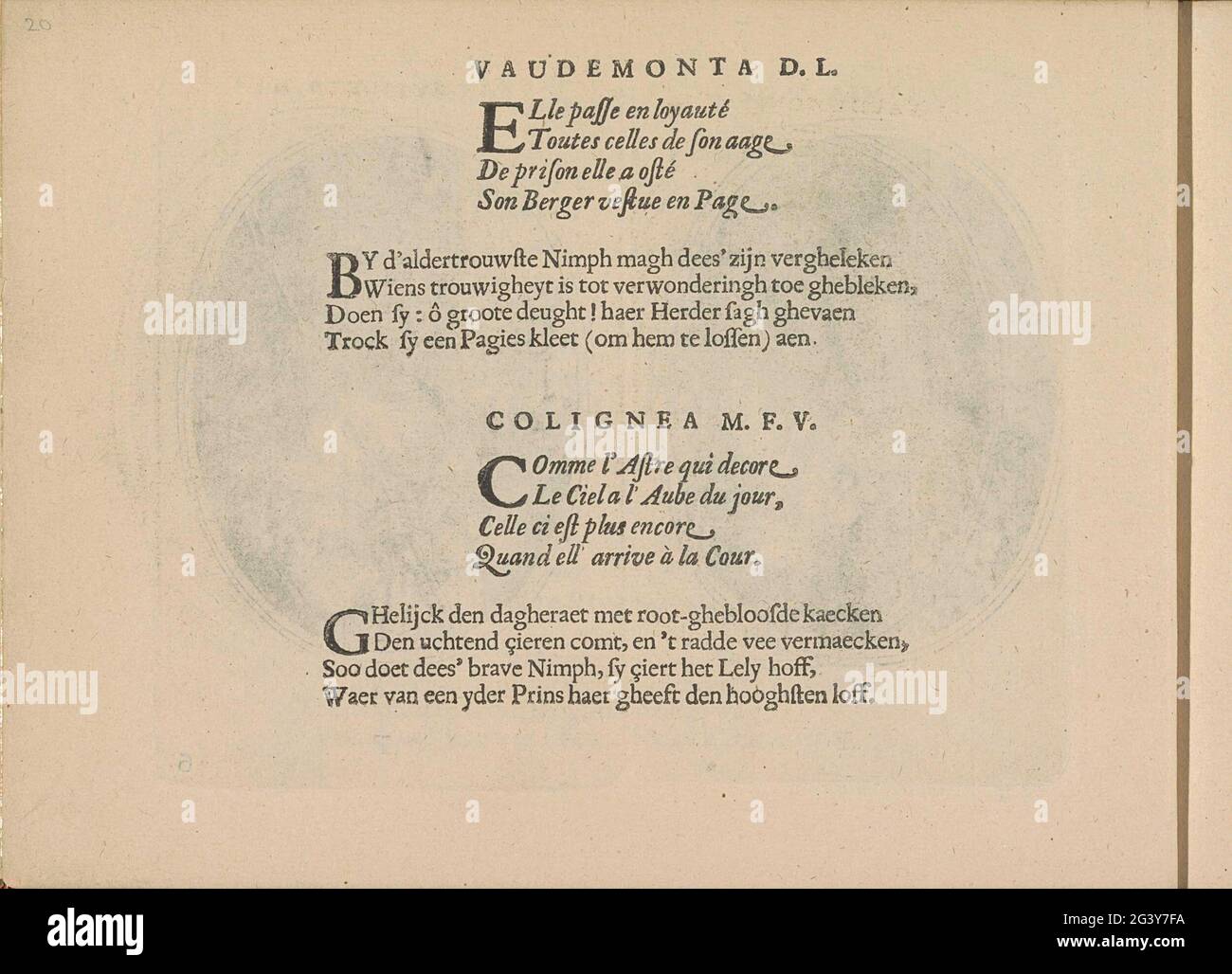 Quatters nelle prestazioni di Vaudemonta D.L. e colignea m.f.; Les Vrais Pourtratti i Quelques UNES DES Plus Grandes Ladies De la Chesteden DESGUISEES e Bergeres .. Due volte due quatrin francese e olandese alle prestazioni di Vaudemetta D.L. e colignea m.f.v. La rivista fa parte di un album. Foto Stock