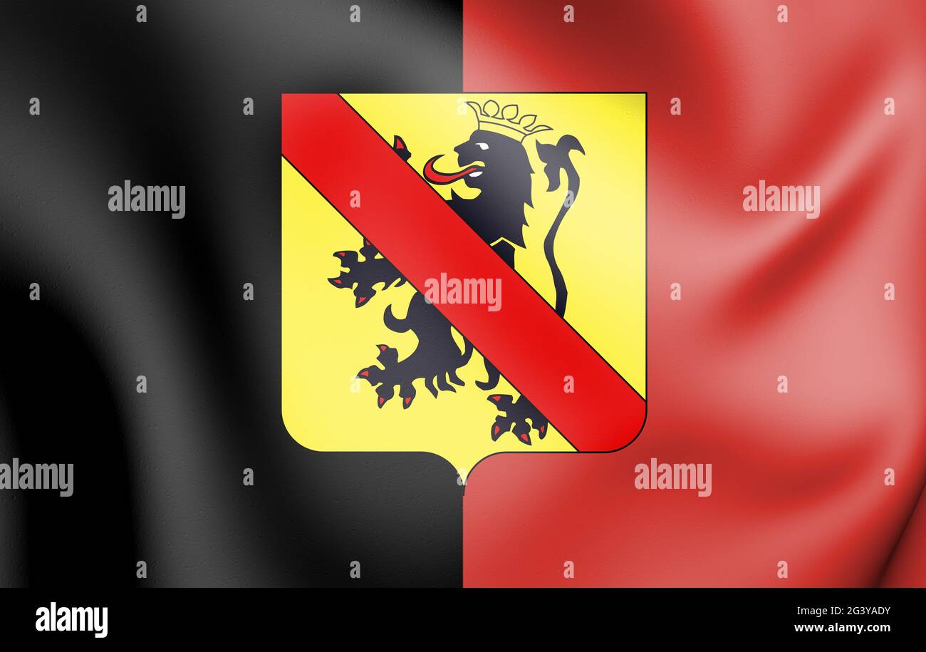 Bandiera 3D della provincia di Namur, Belgio. Illustrazione 3D. Foto Stock
