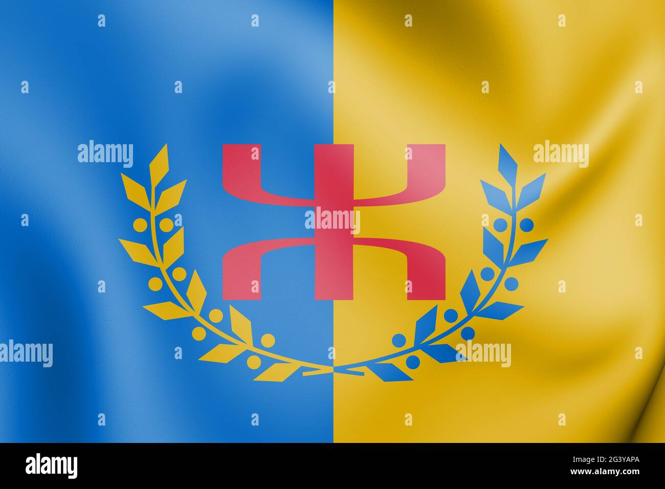 Flag Kabyle 3D. Illustrazione 3D. Foto Stock