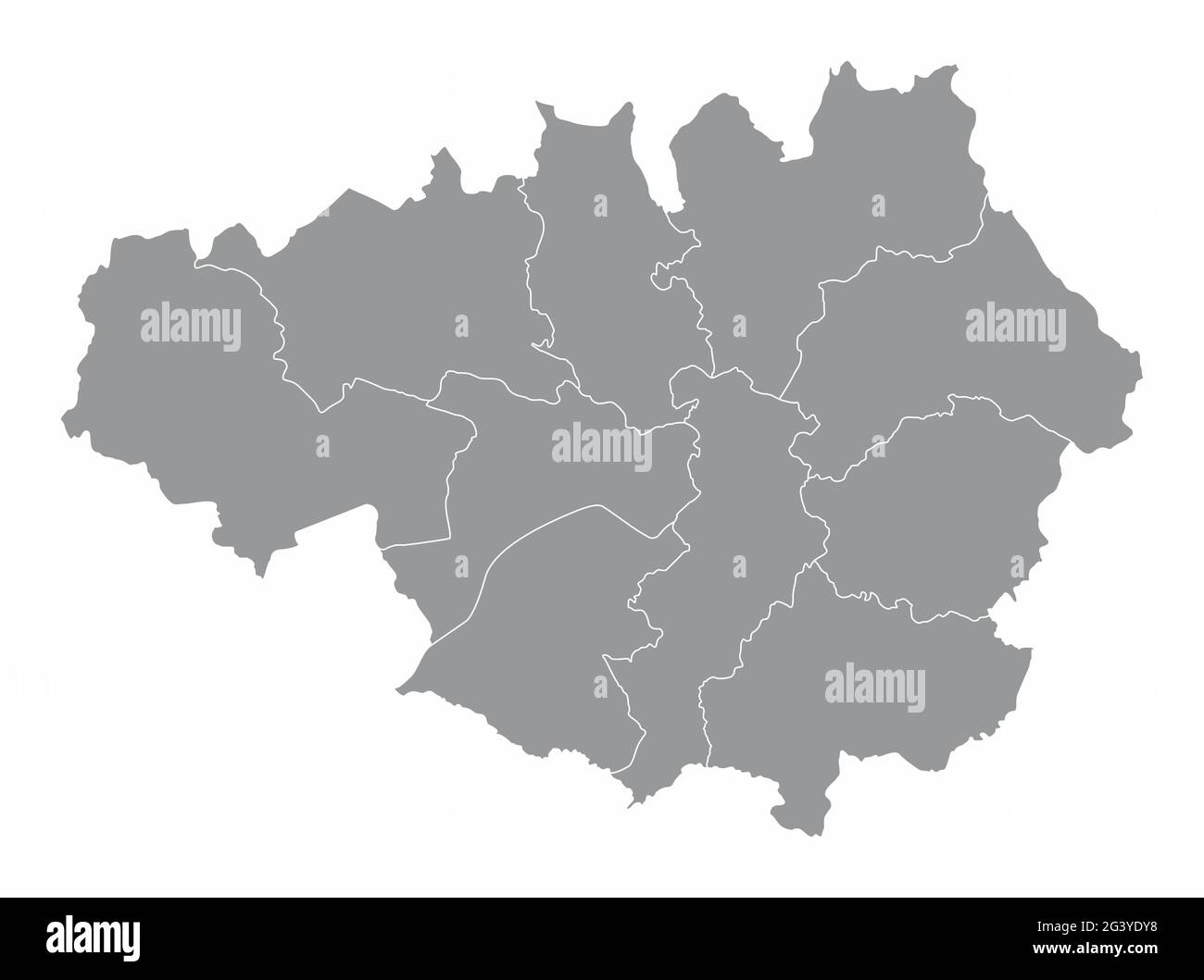 Greater Manchester mappa amministrativa isolata su sfondo bianco, Inghilterra Illustrazione Vettoriale