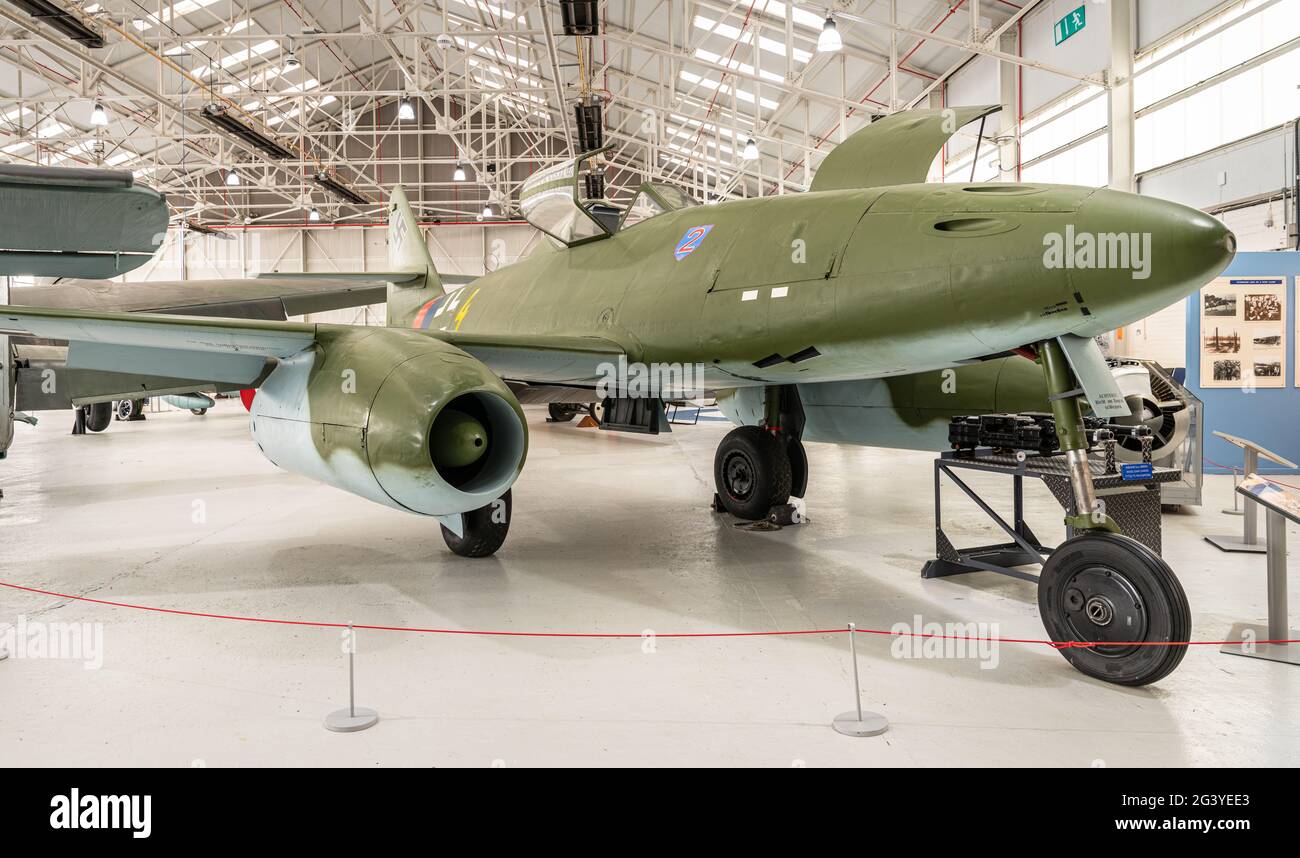 Messerschmitt Me 262A-2a Schwalbe (Swallow), Museo RAF, Cosford Foto Stock