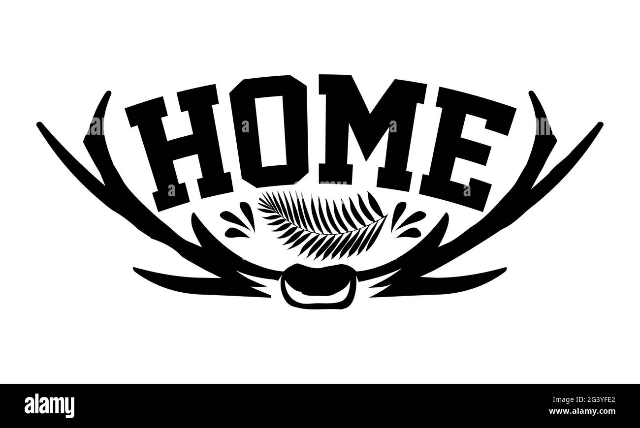 Home - disegno delle camicie del t del doormat, frase scritta disegnata a mano, disegno della t della camicia di Calligraphy Foto Stock