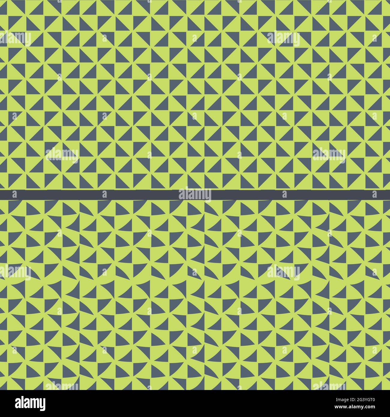 Schema semplice astratto senza giunture. Modello geometrico di stile Doodle scalabile. Set di 2 diversi motivi realizzati con triangoli. Sfondo verde al neon e. Illustrazione Vettoriale