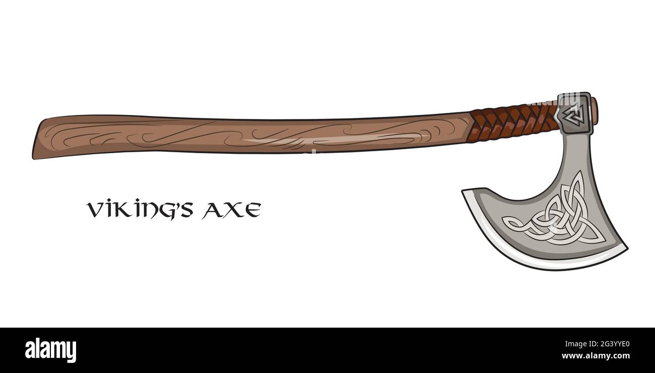 AX Viking con ornamento scandinavo Illustrazione Vettoriale