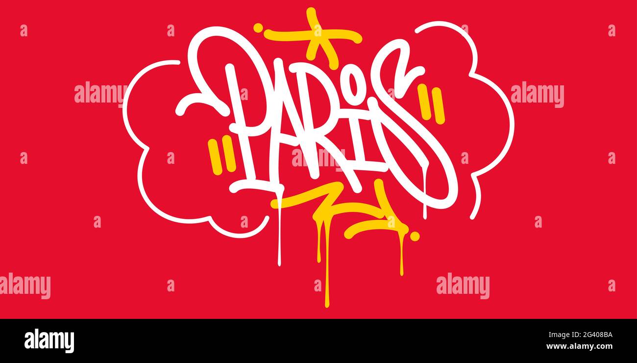 Flat Paris Abstract Hip Hop Urban mano scritta Graffiti stile Vector Illustrazione Calligraphy Arte Illustrazione Vettoriale